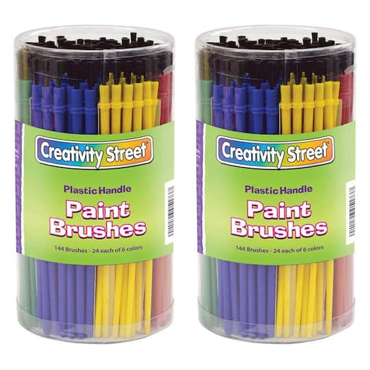 Creativity Street&#xAE; Assorted Colors Plastic Handle Brushes, 2 Packs of 144